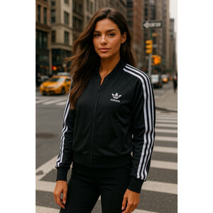 Adidas Originals Black Track Jacket White 3-Stripes Athleisure Classic Old Money